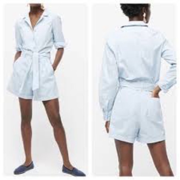 J.Crew khaki foundry Chino short classic coveralls long sleeve romper size 6 - Picture 2 of 11